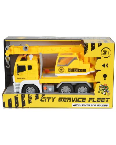 Dječja igračka Moni Toys - Kamion s dizalicom i kukom, žuti, 1:12 - 1