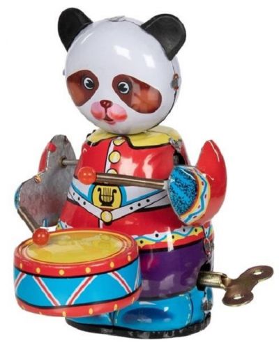 Dječja igračka Goki - Metalna panda s bubnjem, s mehanizmom za navijanje - 1