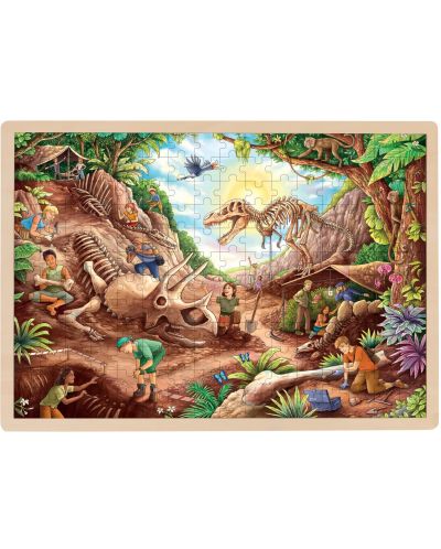 Dječja drvena slagalica Goki - Fosili dinosaura, 96 dijelova - 1