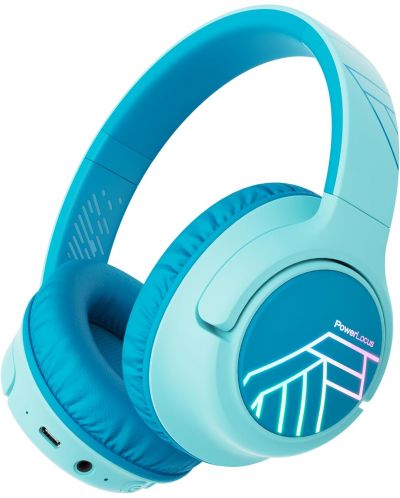 Dječje slušalice s mikrofonom PowerLocus - Bobo, bežične, plave - 1
