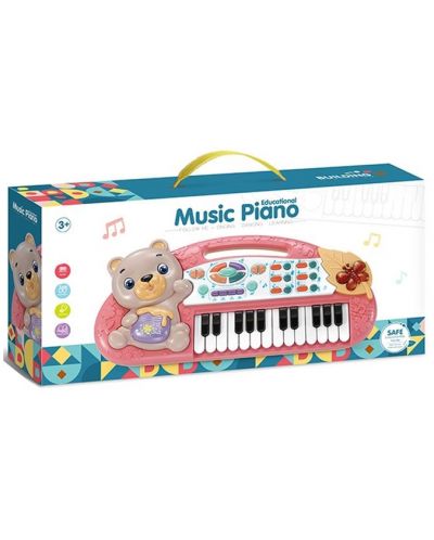 Dječji klavir Ocie – S medvjedićem i 24 tipke, ružičasti - 3