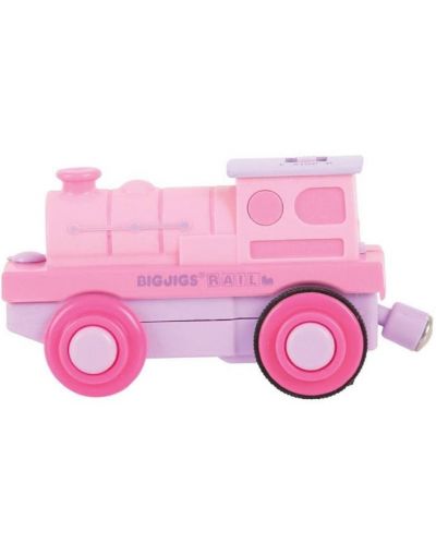 Dječja drvena igračka Bigjigs – Lokomotiva na baterije, ružičasta - 2