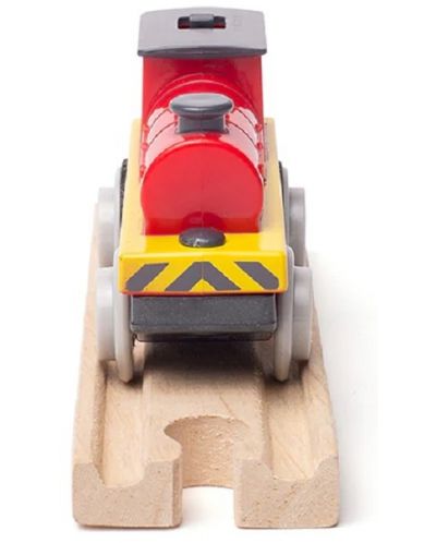 Dječja drvena igračka Bigjigs - Lokomotiva na baterije, crvena - 4