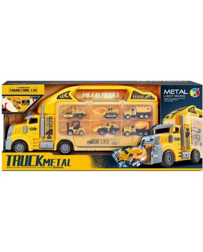Dječja igračka Raya Toys - Građevinski kamion s autima, žuti - 1