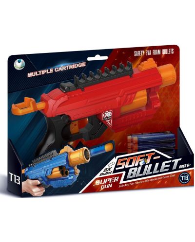Dječja igračka Raya Toys - Jurišna puška Soft Bullet, sa 8 mekih patrona, plava - 2