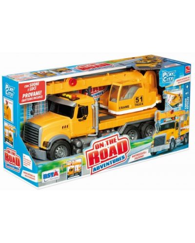 Dječja igračka RS Toys - Kamionska dizalica s trenjem, hidrauličnom granom, zvukovima i svjetlima - 1