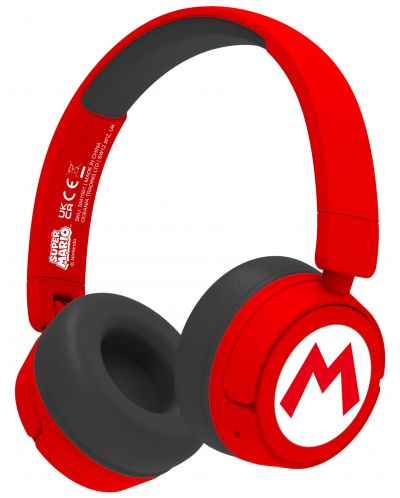 Dječje slušalice OTL Technologies - Super Mario Icon Logo, bežične, crvene - 1