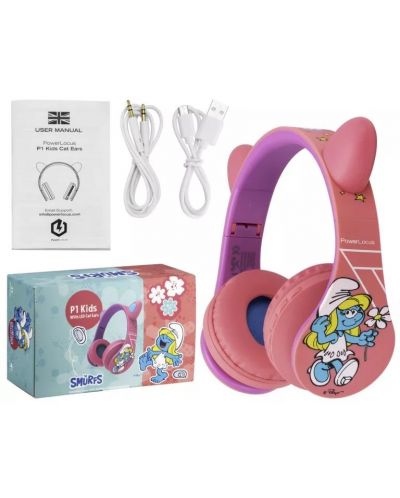 Dječje slušalice PowerLocus - P1 Smurf, bežične, roze - 8