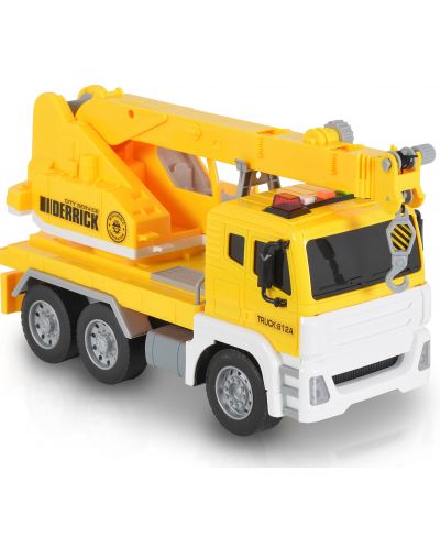 Dječja igračka Moni Toys - Kamion s dizalicom i kukom, žuti, 1:12 - 4