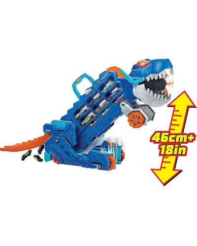 Dječja igračka 2 u 1 Hot Wheels City - T-Rex auto transporter, sa 2 kolica - 7