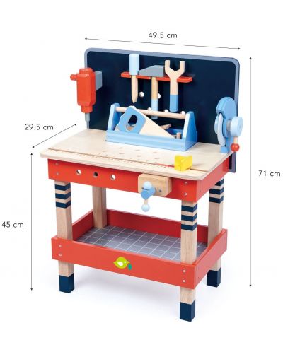 Dječja drvena radionica Tender Leaf Toys - S alatom, 19 dijelova - 5
