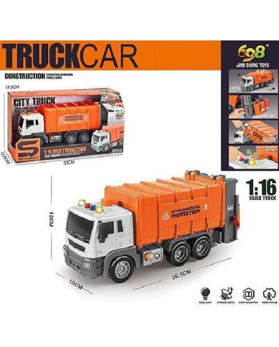 Dječja igračka Raya Toys - Kamion za odvoz smeća Truck Car s glazbom i svjetlima, 1:16 - 2