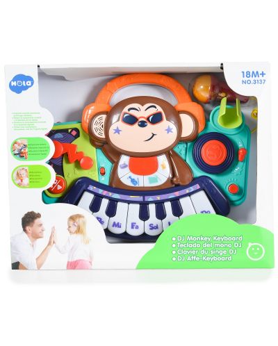 Dječja igračka Hola Toys - Mini klavir s mikrofonom, DJ Monkey - 2