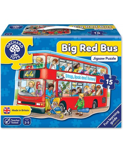 Dječja slagalica Orchard Toys – Veliki crveni autobus, 15 dijelova - 1