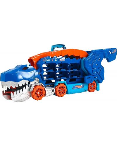 Dječja igračka 2 u 1 Hot Wheels City - T-Rex auto transporter, sa 2 kolica - 2