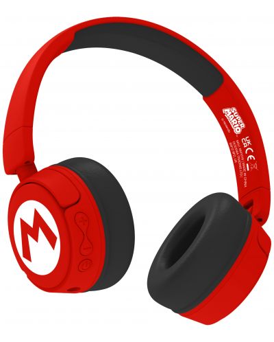 Dječje slušalice OTL Technologies - Super Mario Icon Logo, bežične, crvene - 3