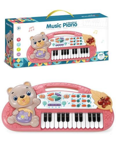 Dječji klavir Ocie – S medvjedićem i 24 tipke, ružičasti - 2