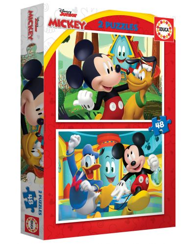 Dječja slagalica Educa od 2 x 48 dijelova - Mickey Mouse u zabavnoj kući - 1