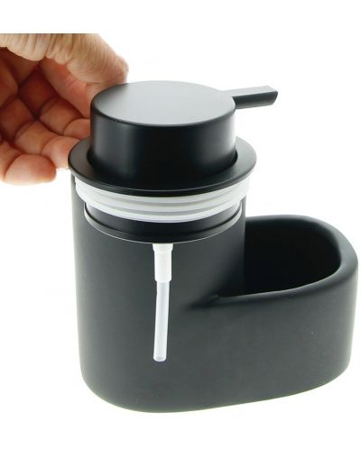 Dozator za tekući sapun s držačem za spužvu Hit - 13.5 cm, crni - 3