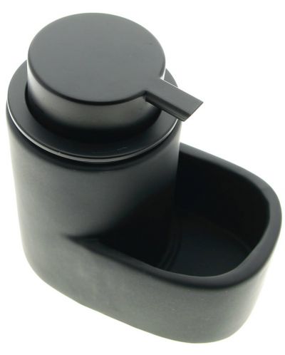 Dozator za tekući sapun s držačem za spužvu Hit - 13.5 cm, crni - 2