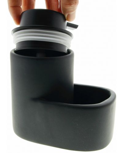 Dozator za tekući sapun s držačem za spužvu Hit - 13.5 cm, crni - 4