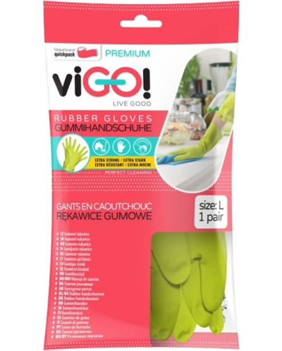 Rukavice za kućanstvo viGО! - Premium, 1 par, veličina L, zelene - 1