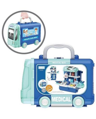 Liječnički set 3 u 1 Raya Toys - Kofer-kamion, 29 dijelova - 2