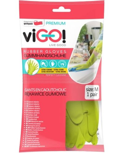 Rukavice za kućanstvo viGО! - Premium, 1 par, veličina M, zelene - 1