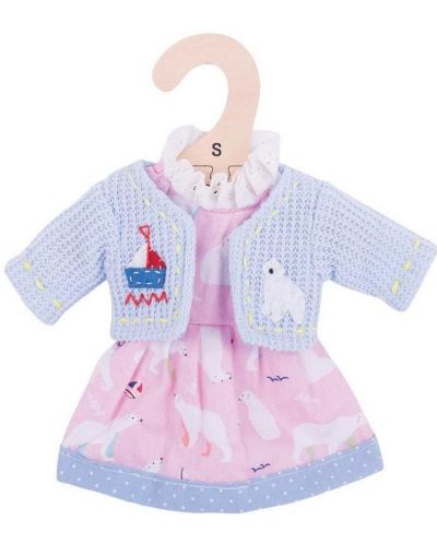 Odjeća za lutke Bigjigs - Ružičasta haljina s kardiganom, polarni medvjed, 25 cm - 1