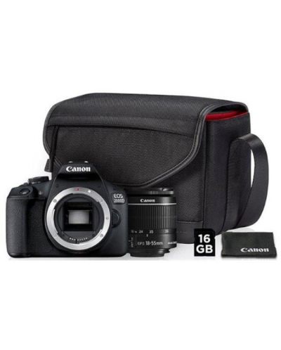 DSLR fotoaparat Canon - EOS 4000D, EF-S18-55mm, SB130, crni - 1