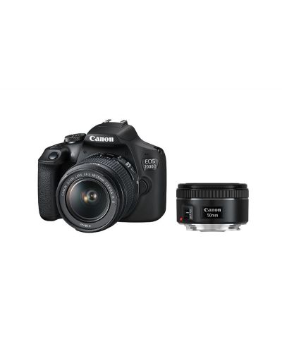 DSLR fotoaparat Canon - EOS 2000D, EF-S 18-55mm, EF 50mm, crni - 1
