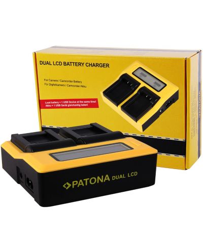 Dvostruki punjač Patona - za bateriju Canon LP-E12, LCD, žuti - 2