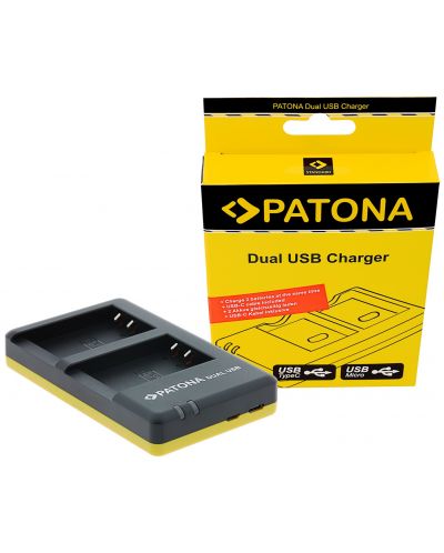 Dvostruki punjač Patona - za bateriju Canon LP-E17, crni/žuti - 2