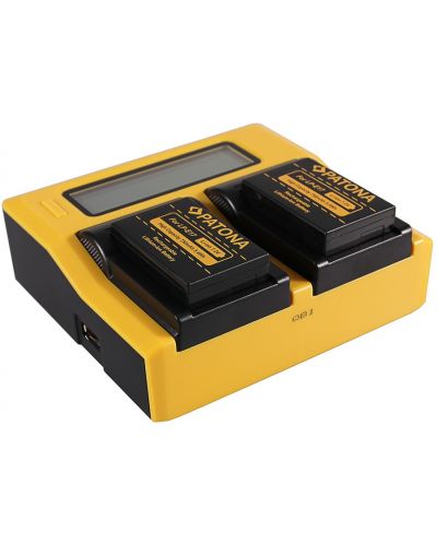 Dvostruki punjač Patona - za bateriju Canon LP-E17, LCD, žuti - 2