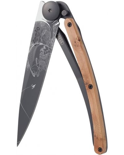 Džepni nož Deejo Juniper Wood - Trout, 37 g, crni - 1