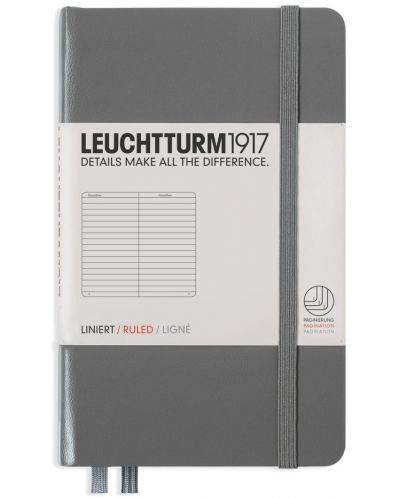 Džepna bilježnica Leuchtturm1917 - A6, s linijama, Anthracite - 1