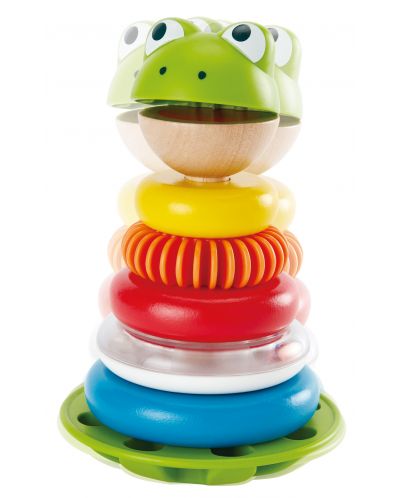 Drvena igračka za uređenje Nare – Žaba s ringovima i zvečkom - 2