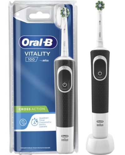 Električna četkica za zube Oral-B - D100 Cross Action, 1 glava, bijela - 1