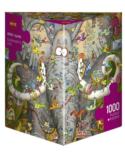 Puzzle Heye od 1000 dijelova - Život slona, Marino Degano - 1
