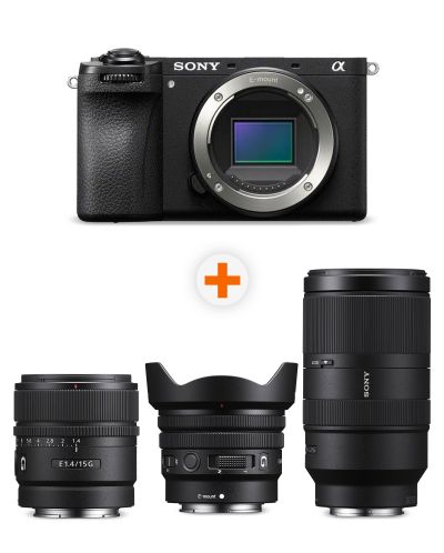 Fotoaparat Sony - Alpha A6700, Black + Objektiv Sony - E, 15mm, f/1.4 G + Objektiv Sony - E PZ, 10-20mm, f/4 G + Objektiv Sony - E, 70-350mm, f/4.5-6.3 G OSS - 1