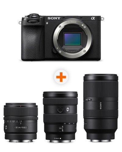 Fotoaparat Sony - Alpha A6700, Black + Objektiv Sony - E, 15mm, f/1.4 G + Objektiv Sony - E, 16-55mm, f/2.8 G + Objektiv Sony - E, 70-350mm, f/4.5-6.3 G OSS - 1
