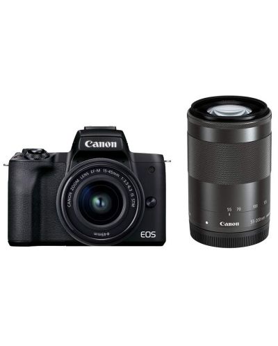 Fotoaparat Canon - EOS M50 Mark II, EF-M 15-45mm + 55-200mm, crni - 1