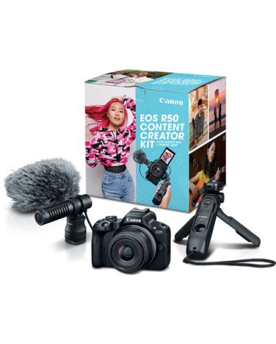 Fotoaparat Canon - EOS R50 Content Creator Kit, Black - 1