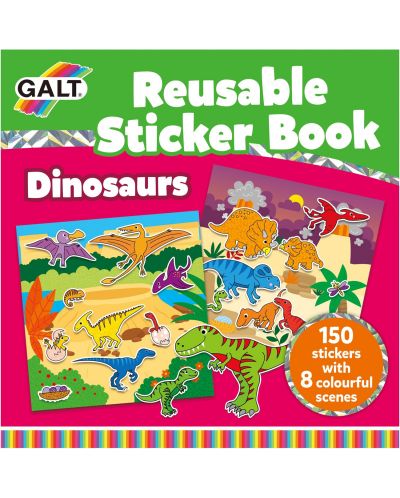 Knjižica s naljepnicama Galt – Dinosaurusi, 150 naljepnica za višekratnu upotrebu - 1