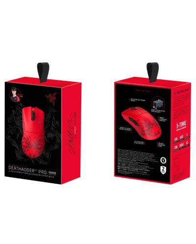 Gaming miš Razer - DeathAdder V3 Pro Faker Edition, optički, bežični, crveni - 3