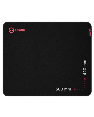 Gaming podloga za miš Lorgar - Main 325, XL, mekana, crna/crvena - 1
