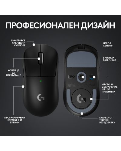 Gaming miš Logitech - G Pro X Superlight 2, bežični, crni - 7