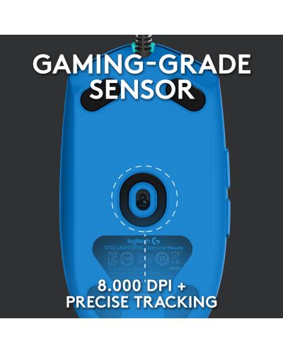 Gaming miš Logitech - G102 Lightsync, optički, RGB, plavi - 4