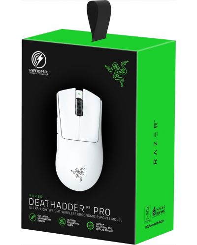 Gaming miš Razer - DeathAdder V3 Pro, optički, bežični, bijeli - 11