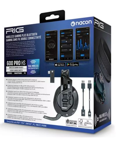 Gaming slušalice Nacon - RIG 600 Pro HS, PS4, bežične, crne - 8